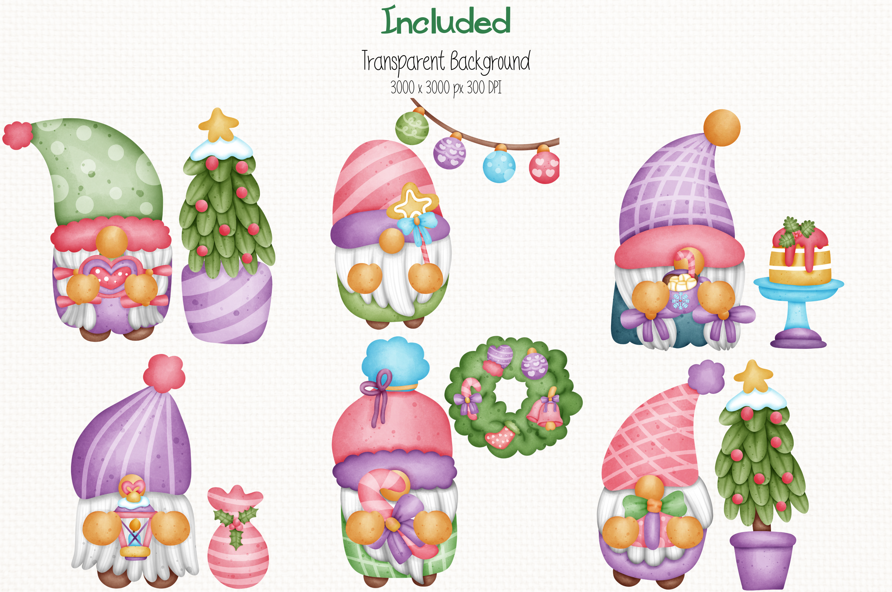 Gnome Christmas 48 Cliparts Collection - photo 2