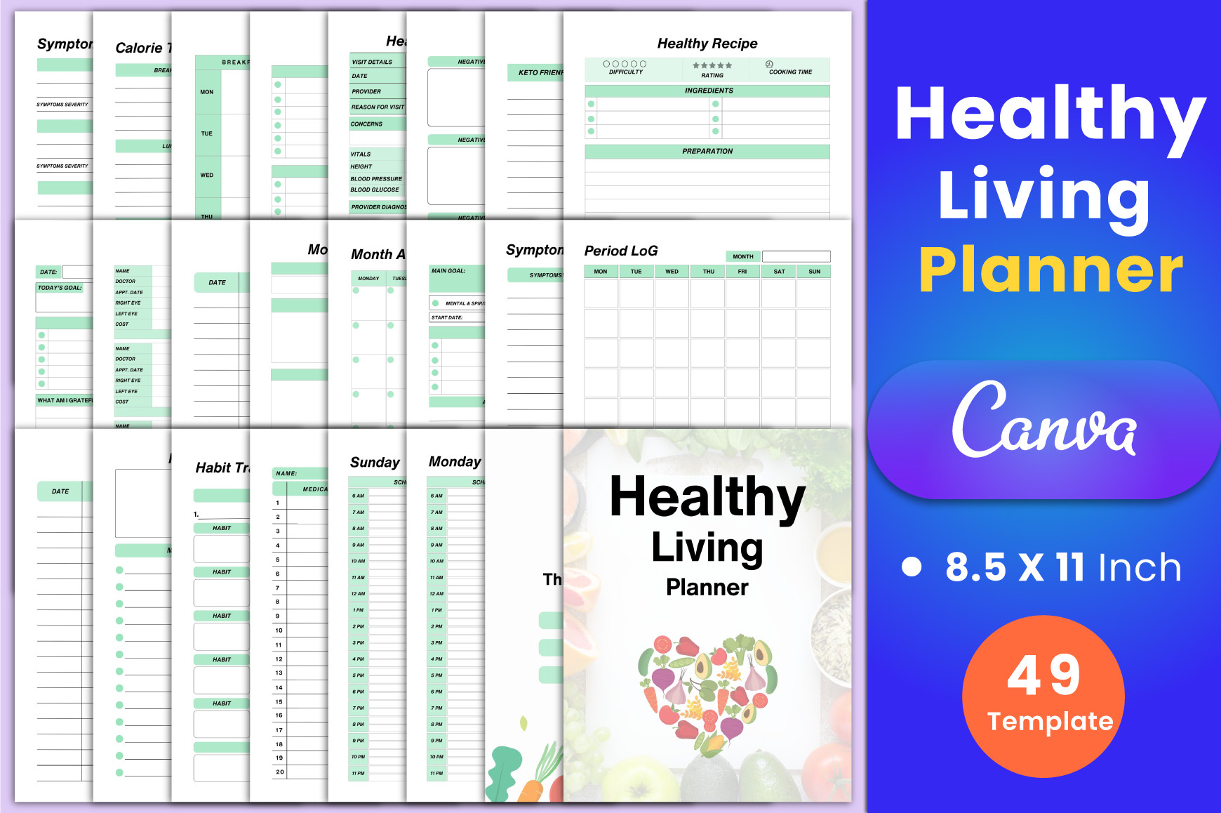 Healthy Living Planner Canva Interior Graphic by munjixpro · Creative ...