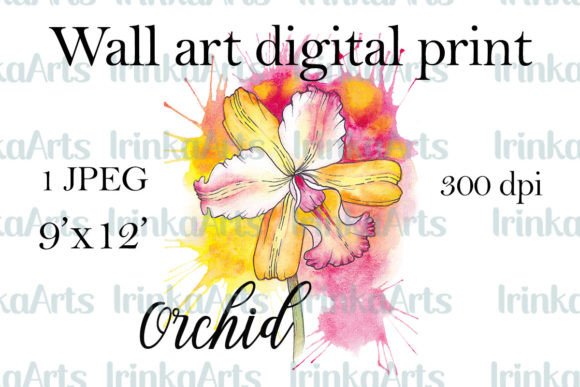 Orchid Watercolor Wall Art Print Jpeg