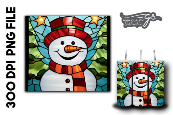 Snowman 2 Stain Glass Background 22
