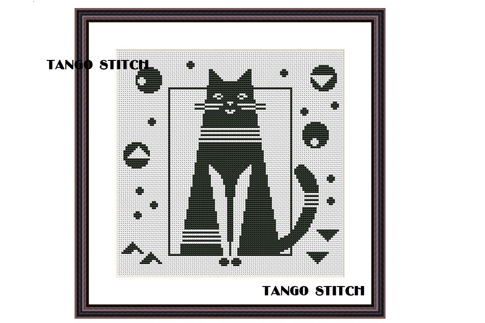 Abstract Black Cat Cross Stitch Pattern