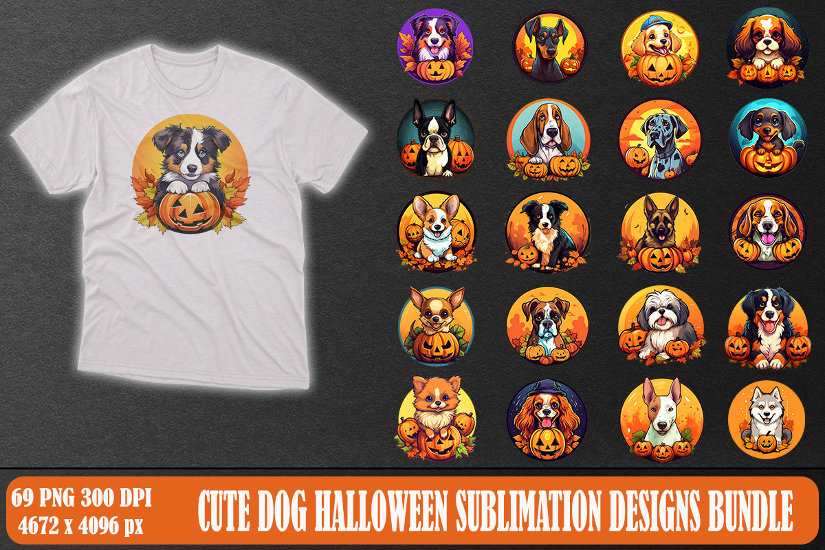 Cute Dog Halloween Sublimation Bundle Graphic by Mulew · Creative Fabrica