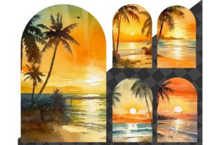 Retro Ocean Sunset Png, Vintage Digital Graphic by UsisArt · Creative ...