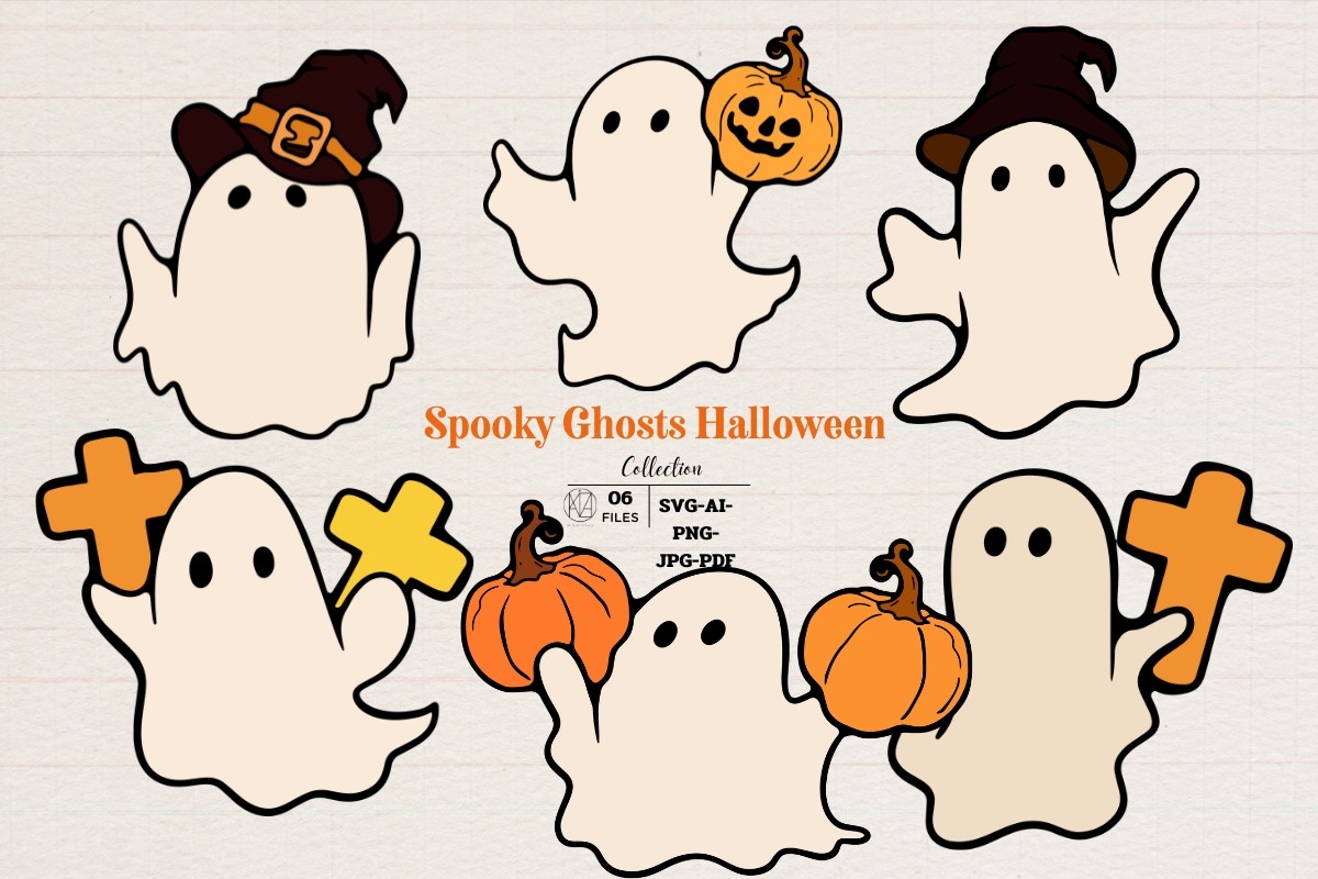 Vintage Haunts: Retro Ghost Halloween Graphic by Momixzaa · Creative ...