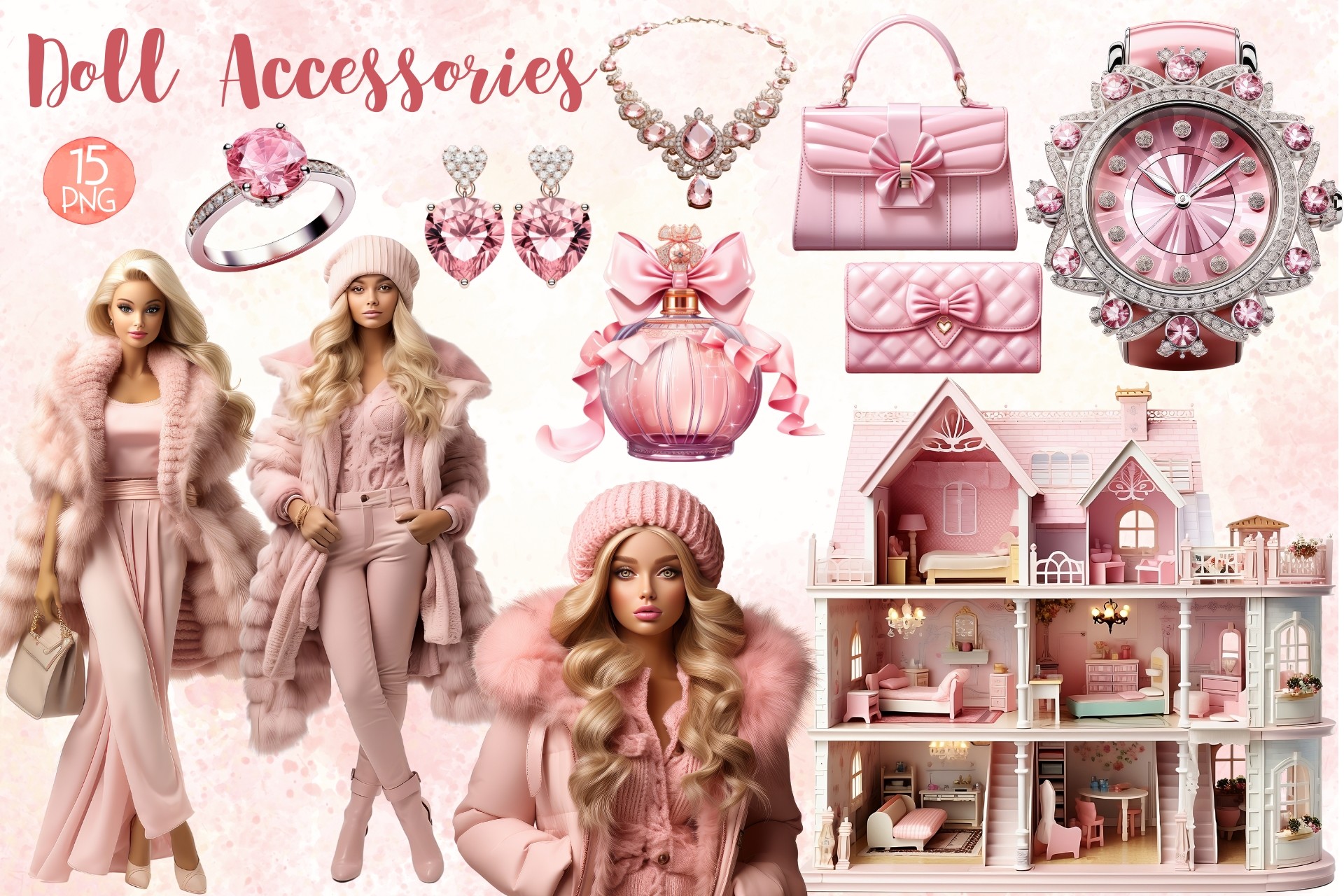 Doll Accessories Watercolor Sublimation Graphic by PimmyArt · Creative ...