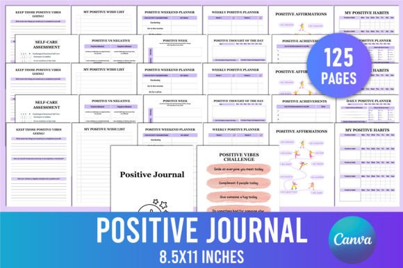 Editable Positive Journal for Canva Graphic Fitness & Health Templates By Shumaya