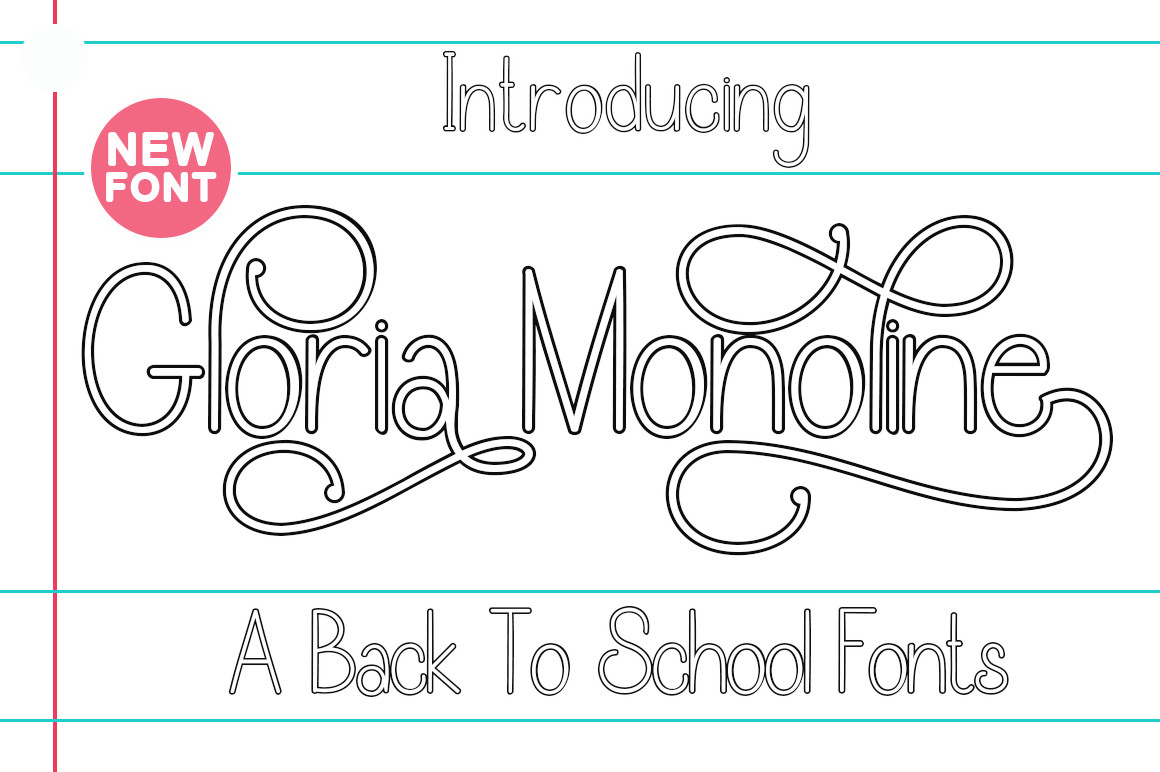Gloria Monoline Outline preview - minimal monoline hollow script