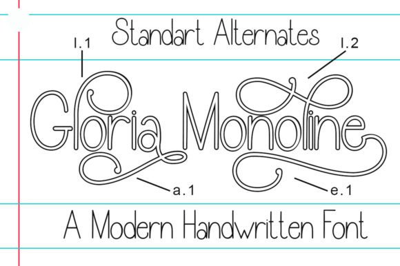 Gloria Monoline Outline Font - Preview 1