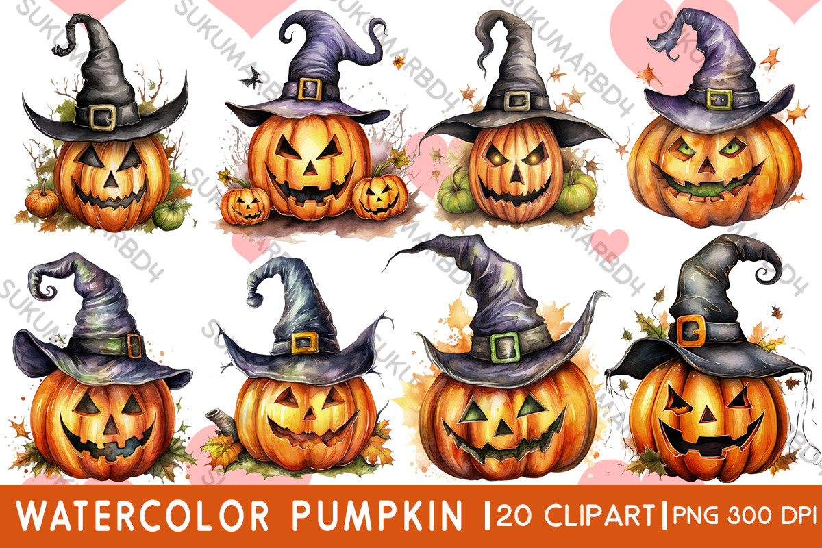 Watercolor Pumpkin Clipart Graphic by sukumarbd4 · Creative Fabrica