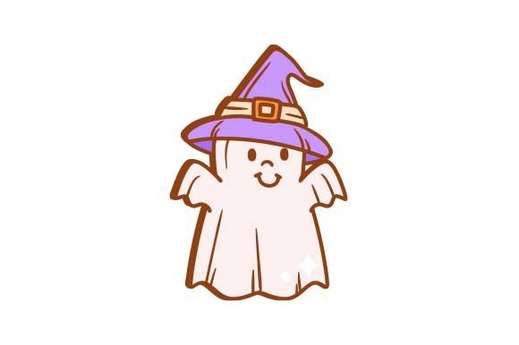 Cute Ghost Wearing a Witch Hat