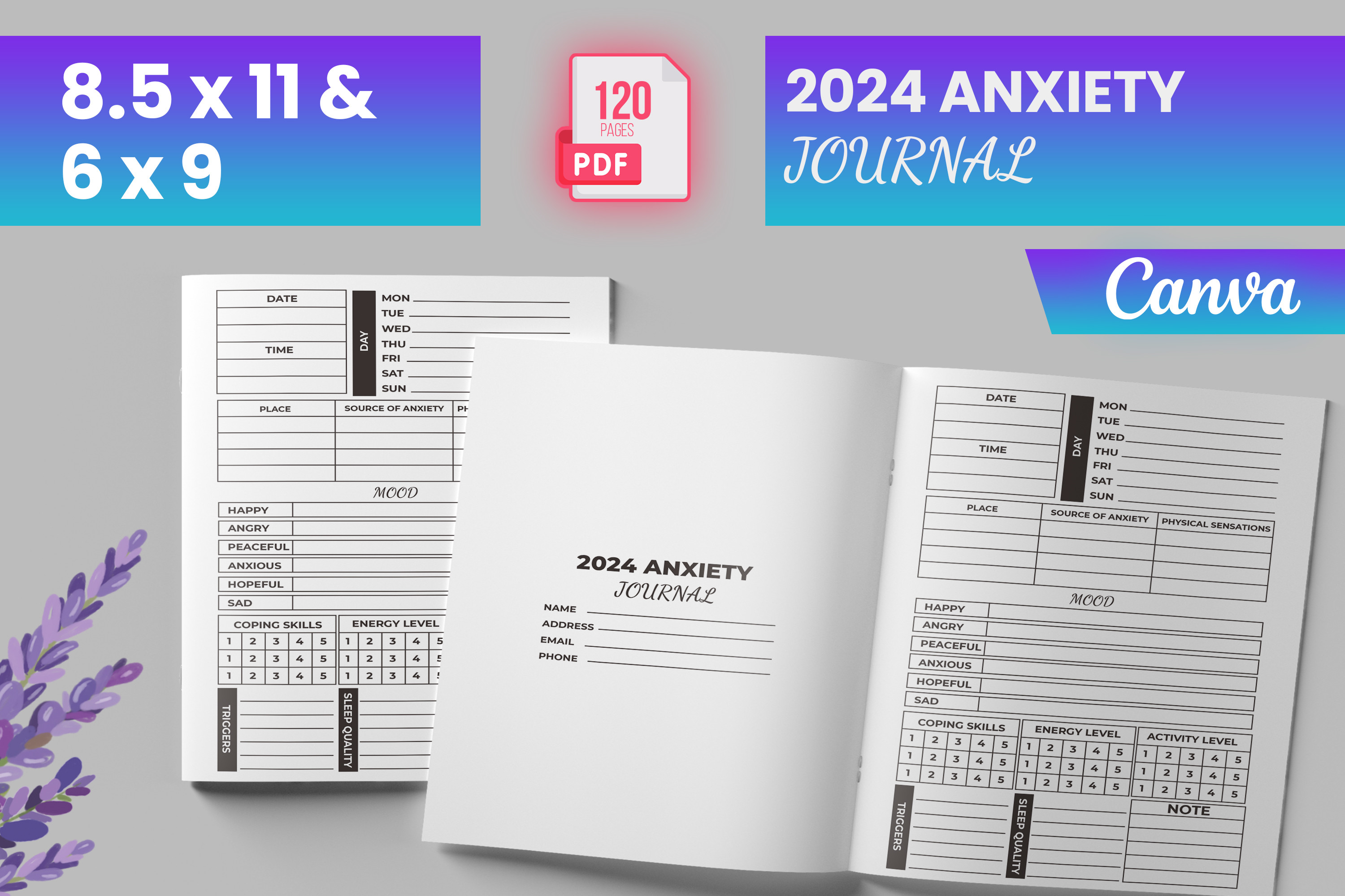 2024 Anxiety Journal for Canva (KDP) Graphic by Boss Designer ...