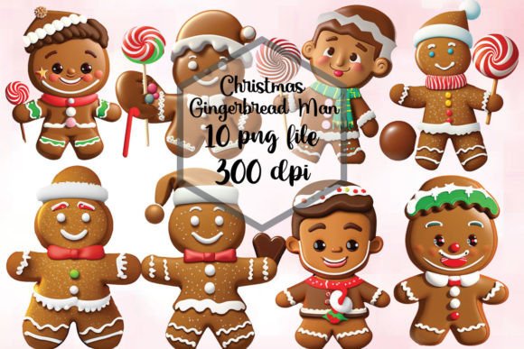 Christmas Gingerbread Man Clipart Bundle Graphics
