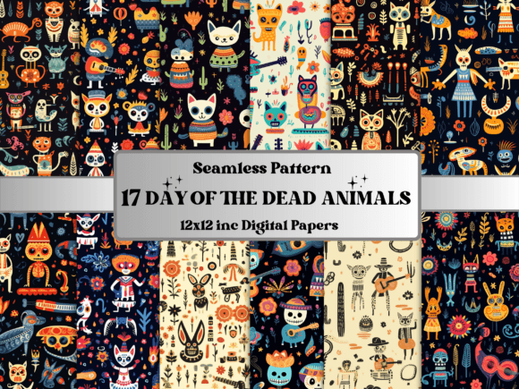 Day of the Dead Animals Digital Paper