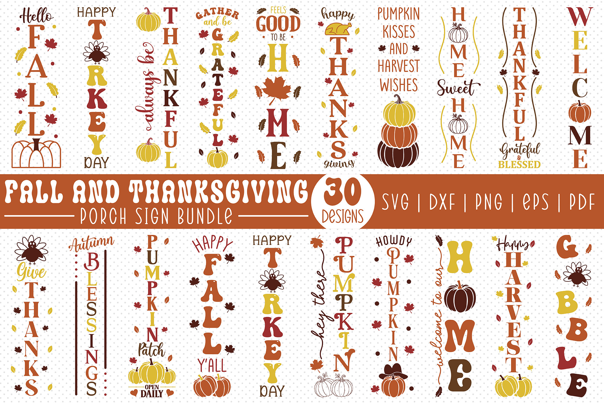 Fall and Thanksgiving Porch Sign Bundle