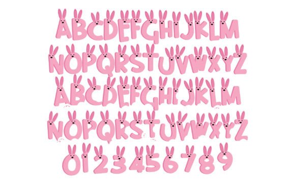 Pink Chocolate Bunny Font PNG with transparent background - Preview 1
