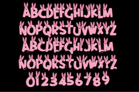 Pink Chocolate Bunny Font PNG with transparent background - Preview 2