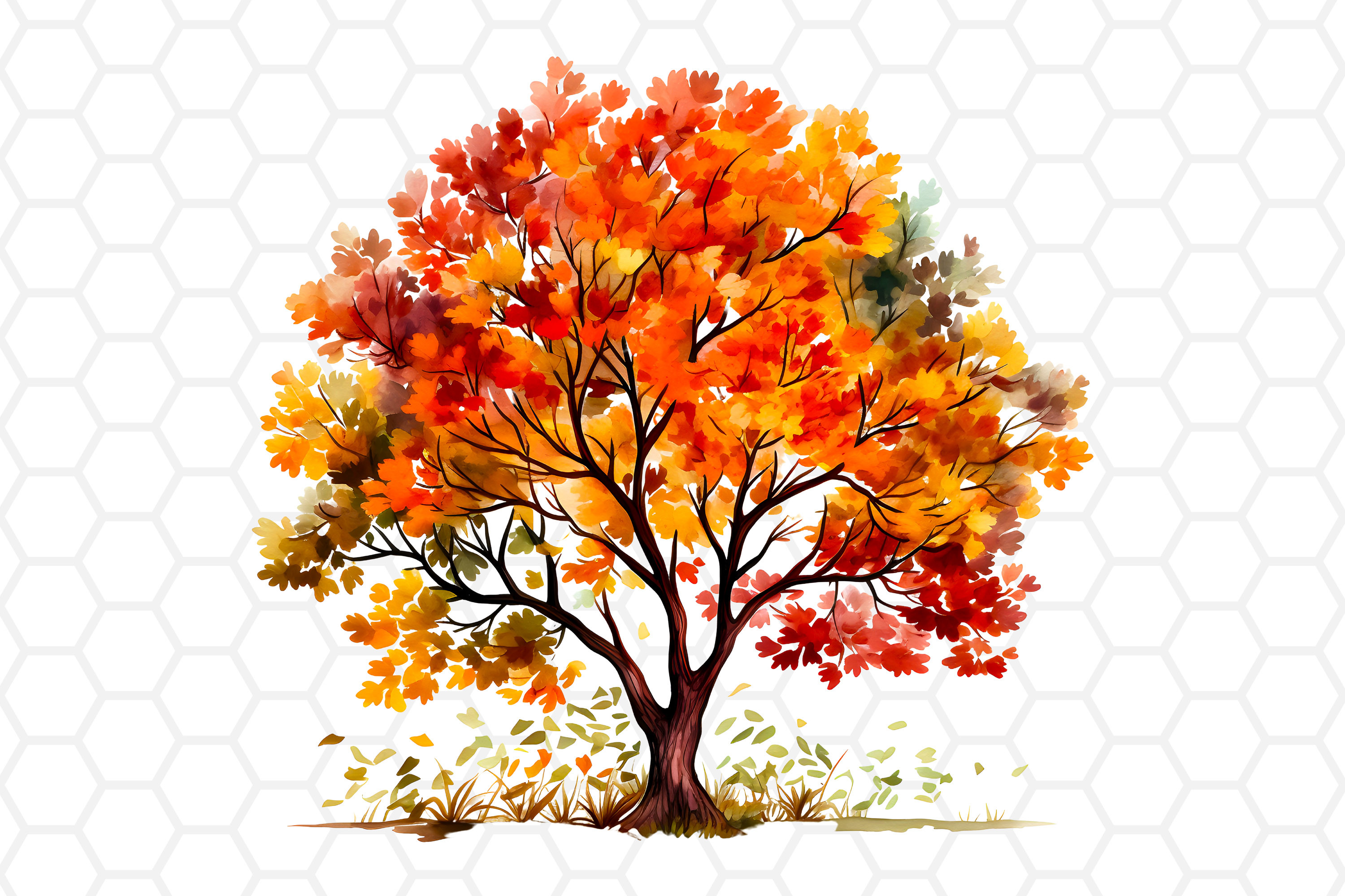 Watercolor Autumn Tree Clipart PNG Graphic by DreanArtDesign · Creative ...