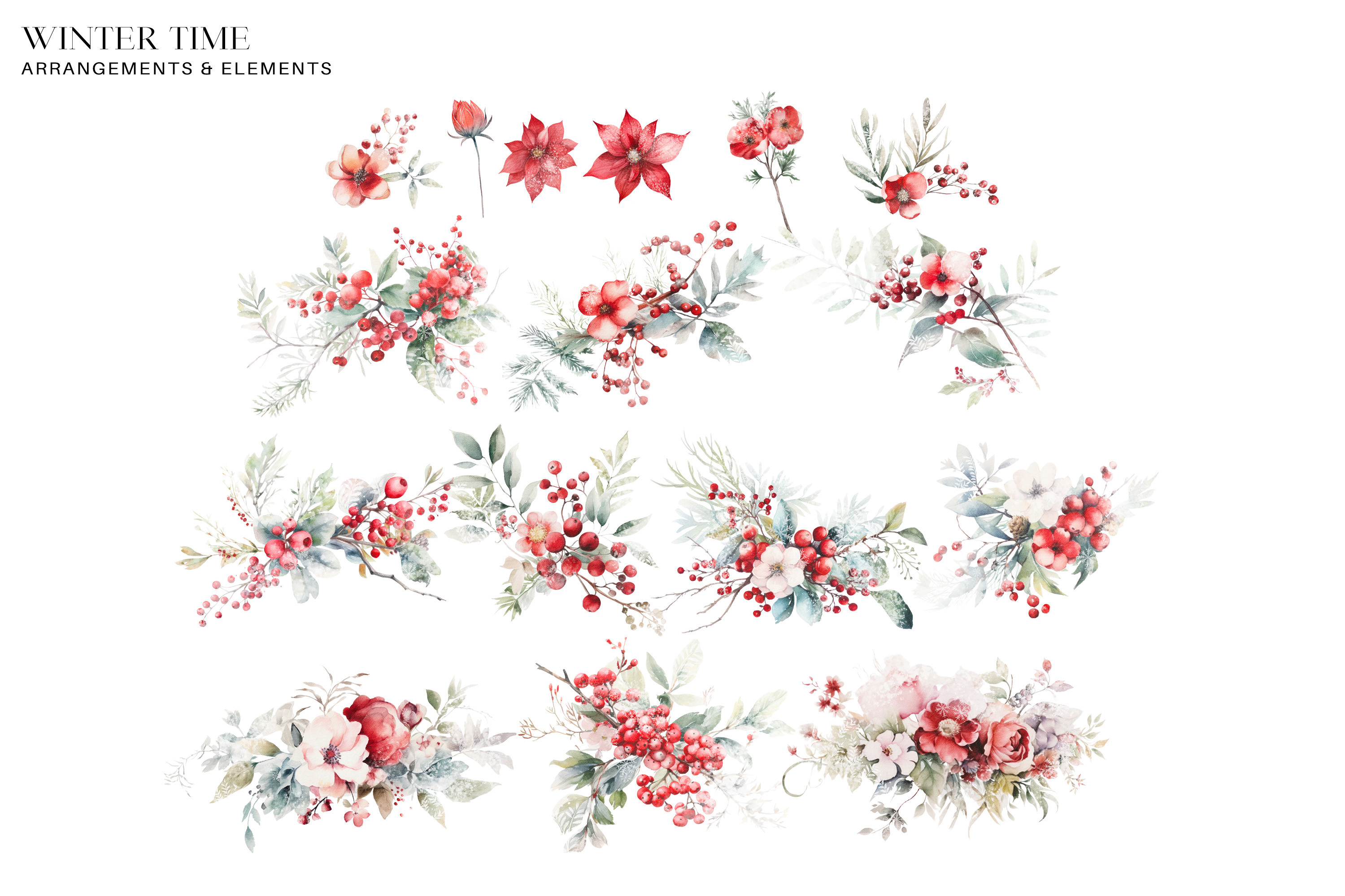 Winter Berry Clipart Christmas Watercolo - photo 2