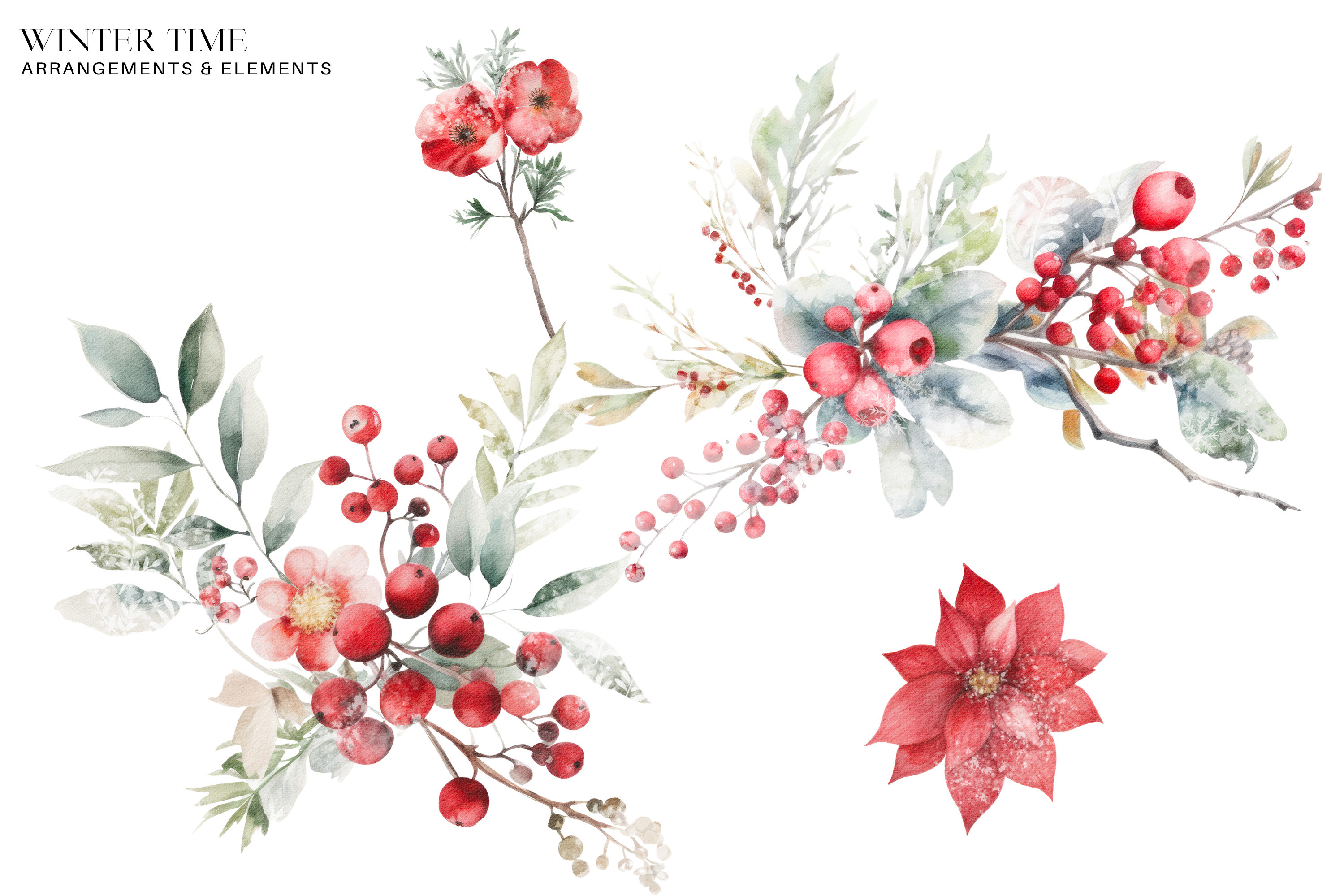 Winter Berry Clipart Christmas Watercolo - photo 3