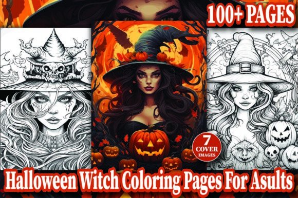 100+ Halloween Witch Coloring Pages KDP
