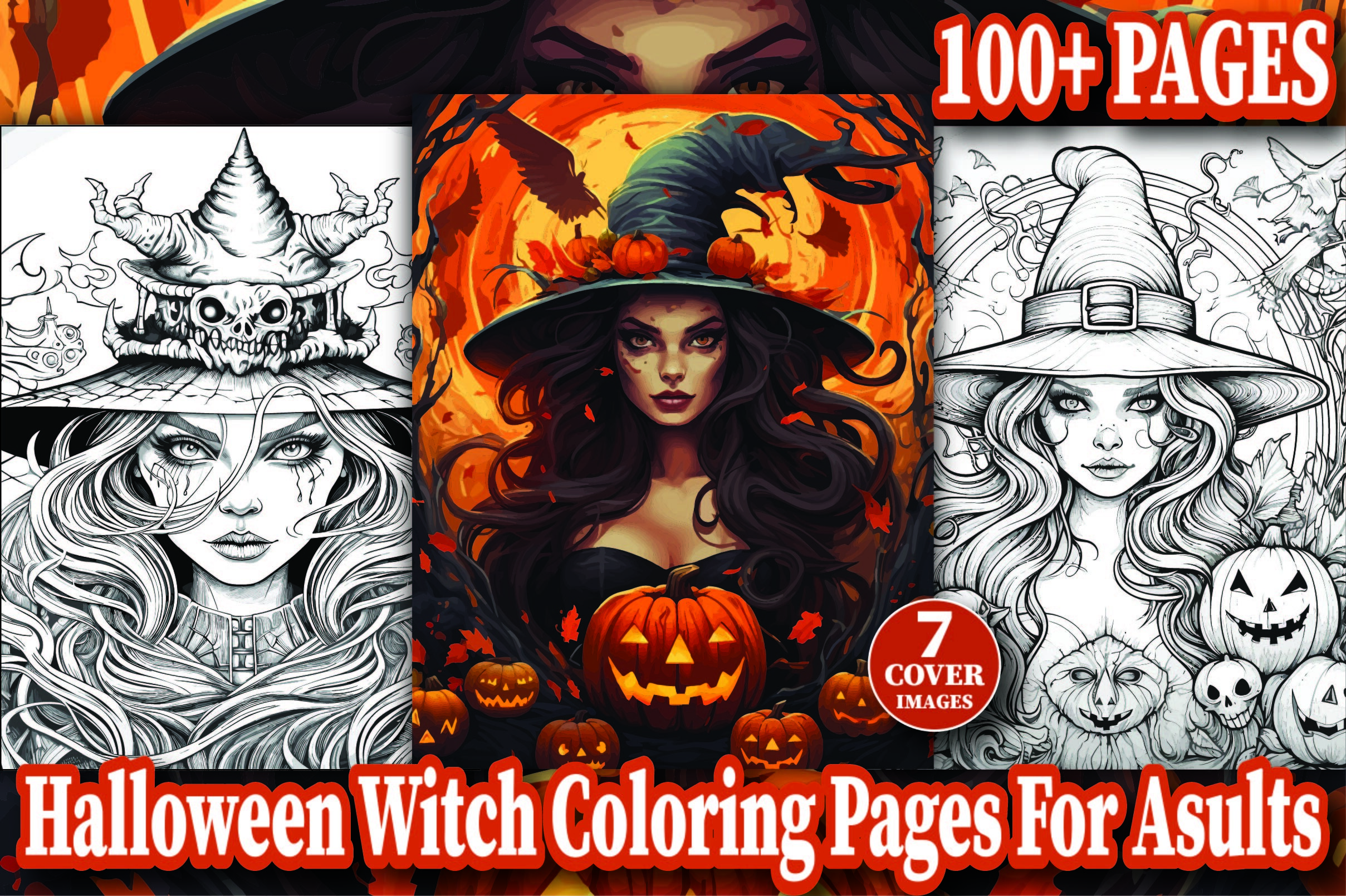 100+ Halloween Witch Coloring Pages KDP