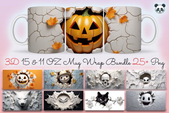 3D Halloween Mug Wrap Bundle