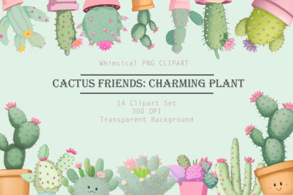 Cactus Friends Charming Plant Graphics Graphic by Catmama  Creative Fabrica