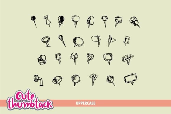 Cute Thumbtack Font PNG with transparent background - Preview 1
