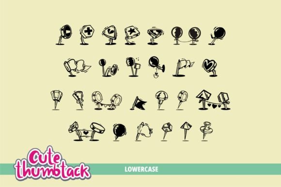 Cute Thumbtack Font PNG with transparent background - Preview 2