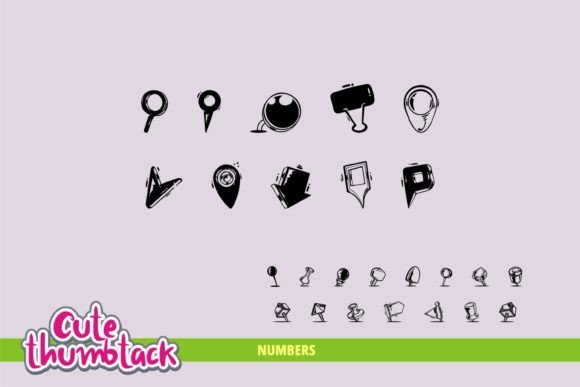 Cute Thumbtack Font PNG with transparent background - Preview 3