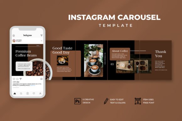 Preview of Instagram Carousel – Coffee Taste coffee shop social media template