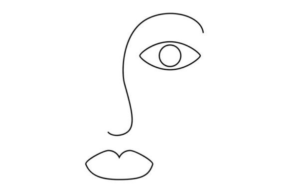 Modern Line Art Face Gráfico Ilustrações para Impressão Por AnnArtshock