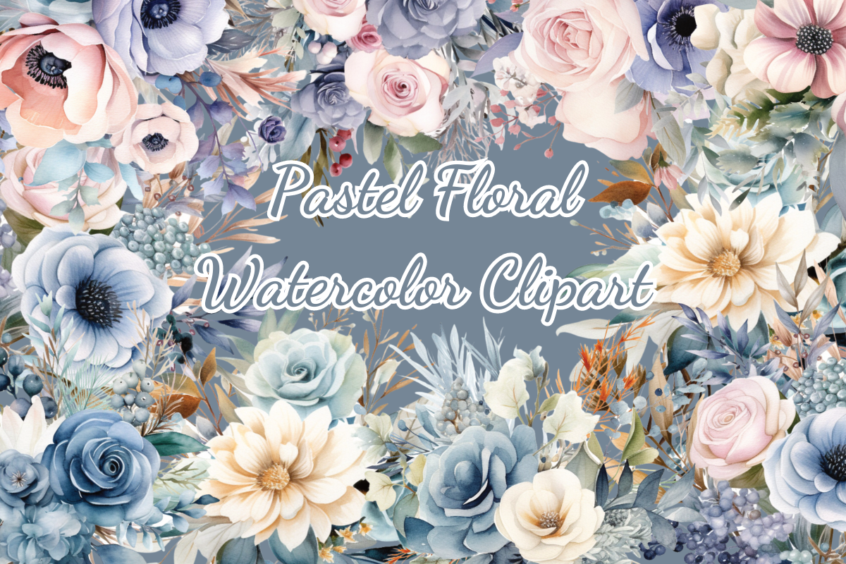 Pastel Flowers Wedding Clipart - photo 1