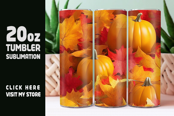 3D Fall Wrap PNG 20oz Skinny Tumbler Sub Graphic by Top Prints Tee ...