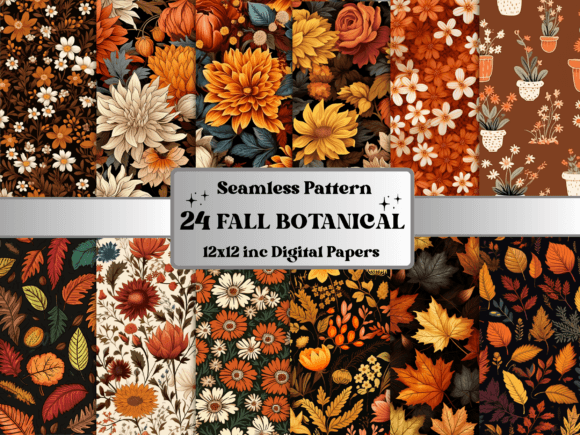 Fall Botanical Pattern Digital Paper