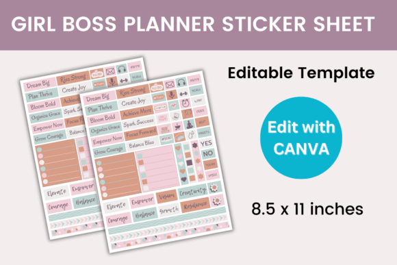 GIRL BOSS PLANNER STICKER TEMPLATE