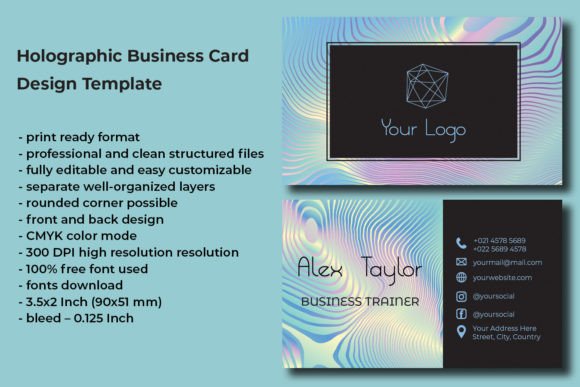 Holographic Business Card Design Templat Graphic by KseniyaOmega  Creative  Fabrica