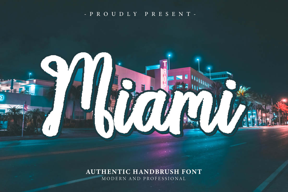 Miami preview, brush handwritten beachy style
