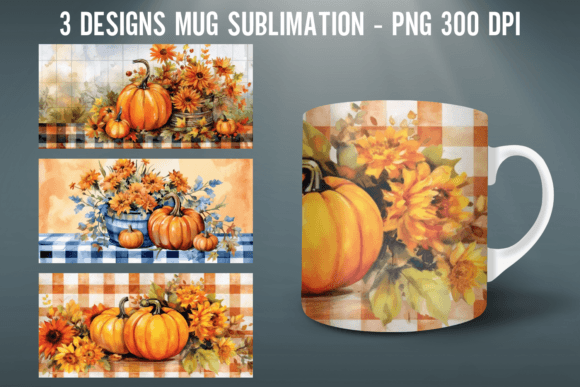 Pumpkin Fall Mug Wrap Sublimation Design