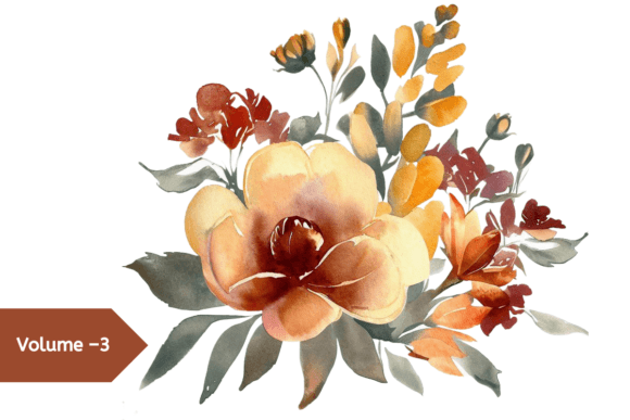 Vintage Autumn Watercolor Flowers Vol3 Graphics