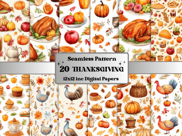 Watercolor Thanksgiving Digital Paper