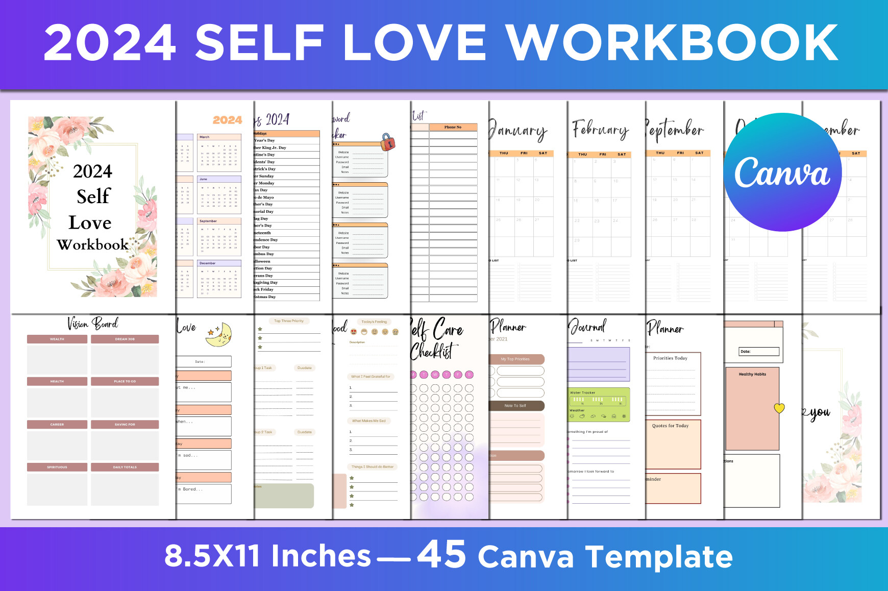 2024 Self Love Workbook Canva Interior Graphic by SM INTERIOR ...