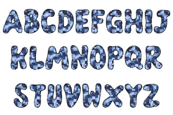 Blue Camouflage Font - Preview 1