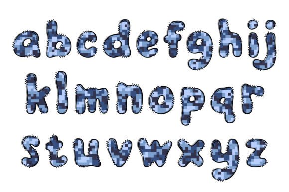 Blue Camouflage Font - Preview 2