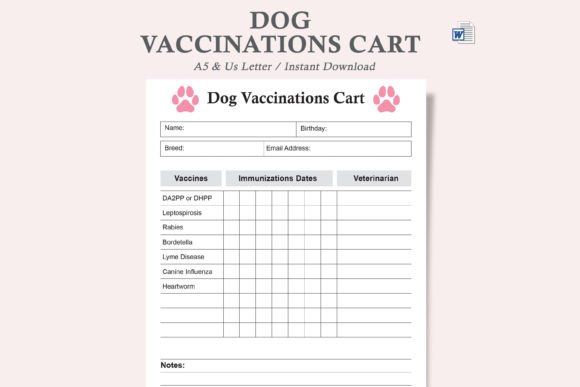 Dog Vaccination Chart,Pet Health Record
