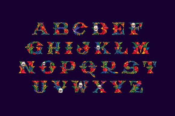 Mexican Pattern Font PNG with transparent background - Preview 3