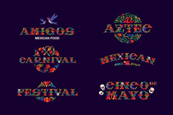 Mexican Pattern Font PNG with transparent background - Preview 4