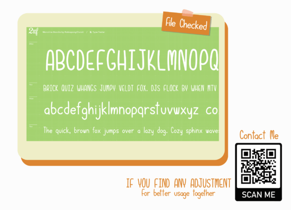 Monoline Doodle Font PNG with transparent background - Preview 3