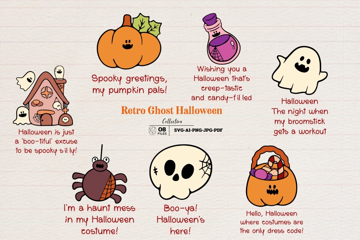Retro Ghost Halloween Graphic by Momixzaa · Creative Fabrica