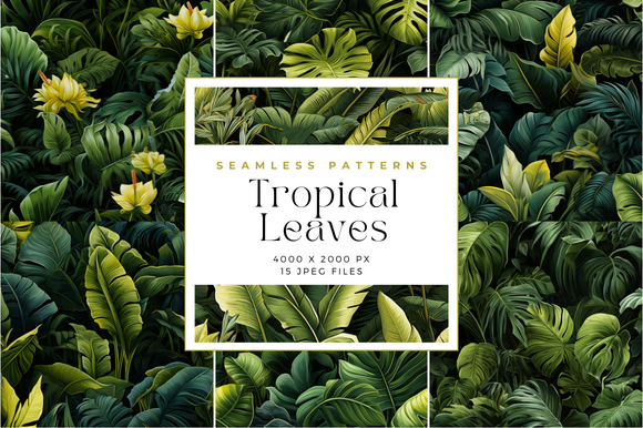Tropical Leaves Seamless Patterns Graphic by Cecily Arts · Creative Fabrica